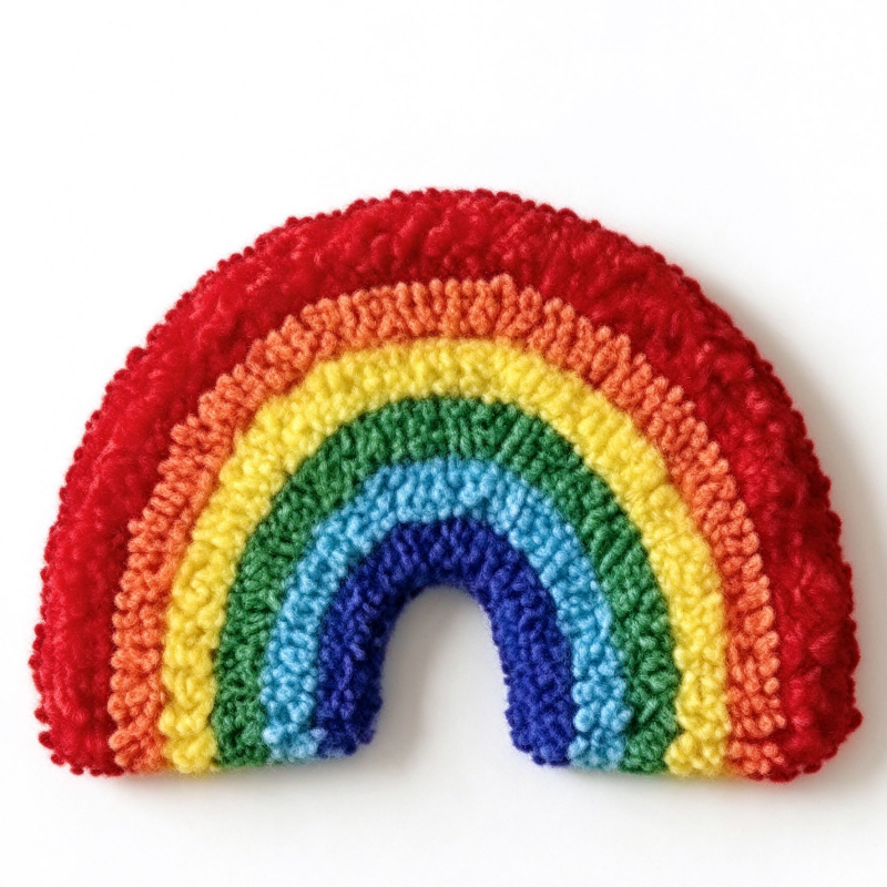 Punch Needle Refrigerator Magnets, Cute Handmade Style Car Bow Rainbow Cat and Monstera Leaf Magnetic Decorations, Colorful Tufted Yarn Fridge Magnets for Kitchen Home Decor, Cute Gifts for Craft Lovers