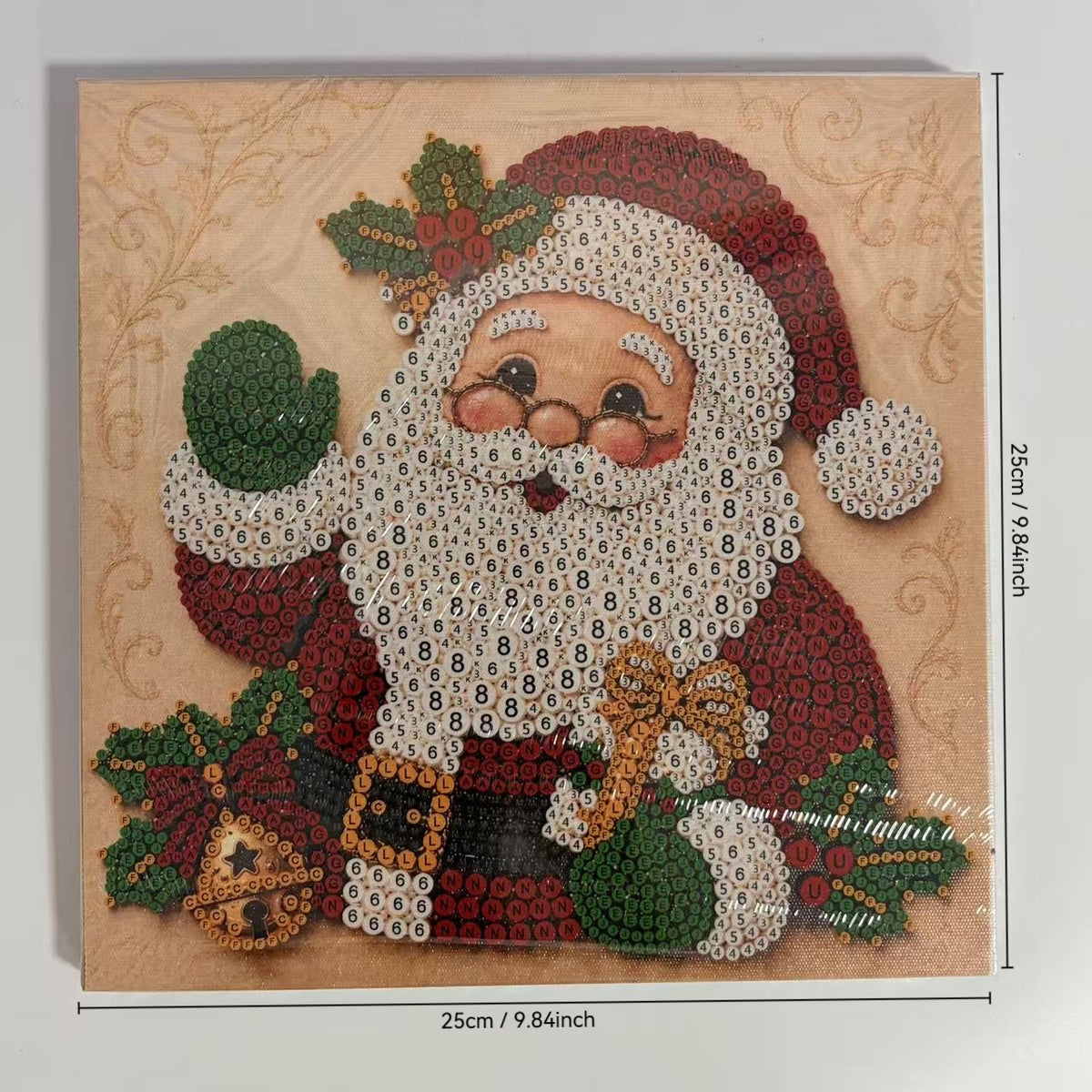 DIY Christmas Pearl Diamond Painting Kit, Suitable for Adult Beginners - 2D Flat/Cute Round Bead Diamond Crafts, Includes Santa Claus Pattern, Pre-Printed Canvas, Great for Home Wall Decor and Adult Holiday Gifts