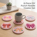 DIY Punch-Needle-Untersetzer-Set „Schleife“ | Punch-Needle-Stickset für Anfänger | Für 6 Untersetzer | Alles-inklusive-Set