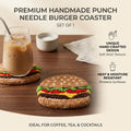 Kit de sous-verre hamburger en punch needle à faire soi-même | Ensemble d'artisanat de broderie punch needle pour débutants | Tout inclus, aucun outil supplémentaire nécessaire