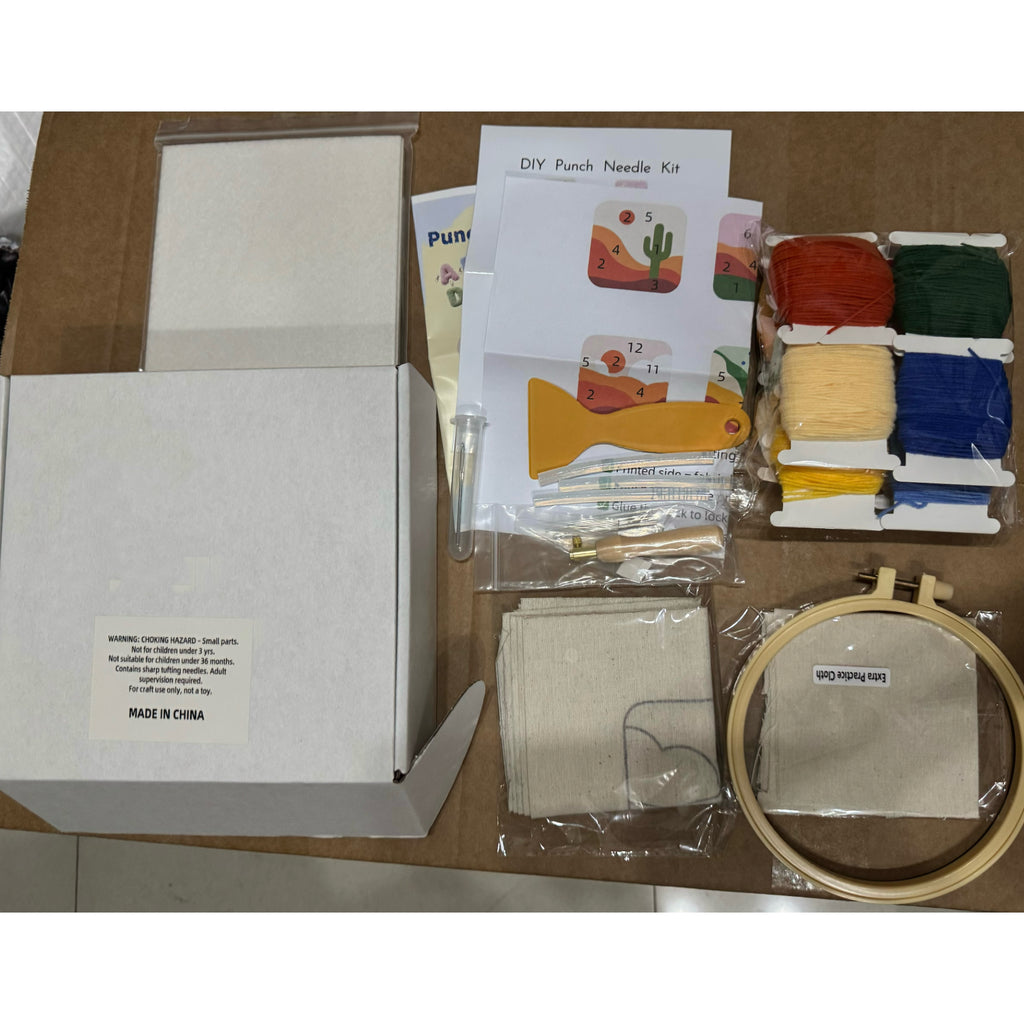 DIY-Punch-Needle-Set mit ländlichem Landschaftsmotiv | Punch-Needle-Untersetzer-Set für Anfänger | 6 fertige Stücke | Komplettes Zubehör-Set enthalten