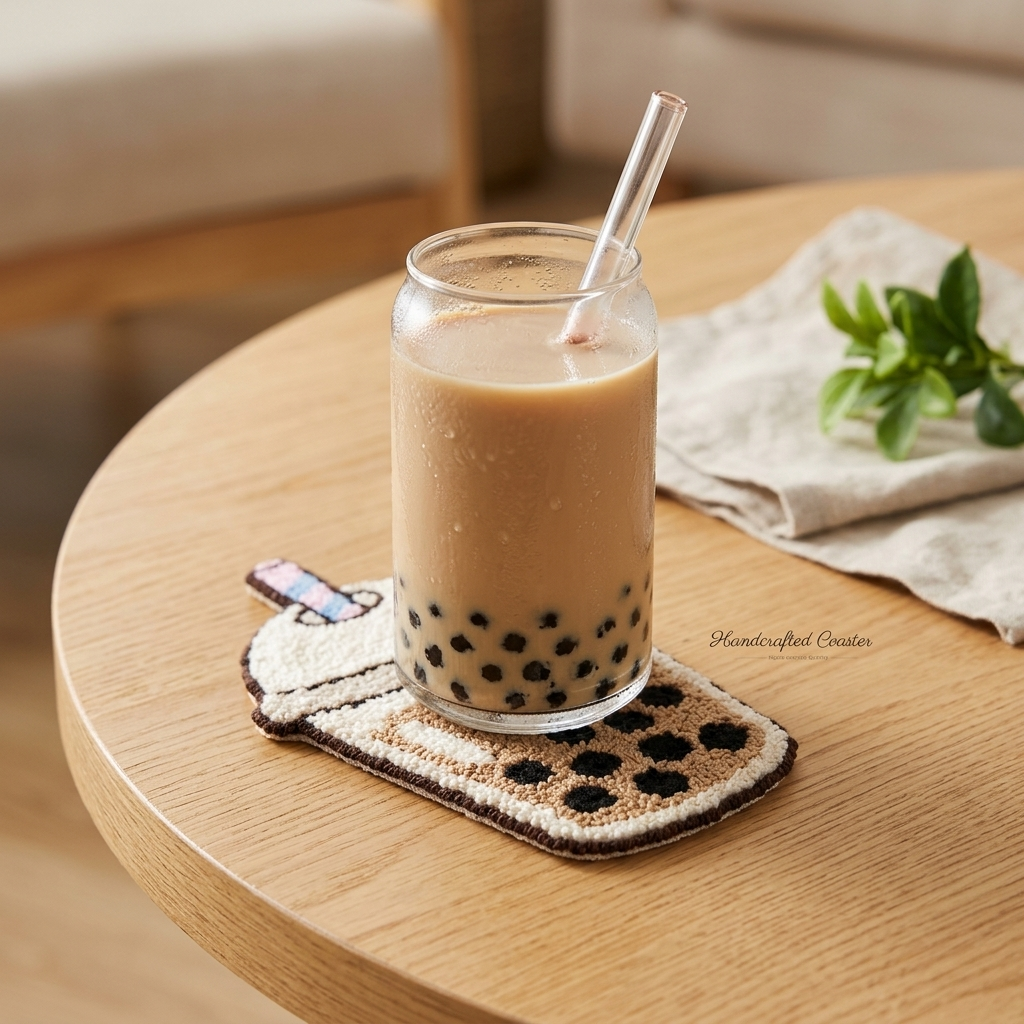 DIY-Punch-Needle-Set „Bubble Tea“ | Punch-Needle-Stickset für Anfänger | Süßes Boba-Milchtee-Design | Alles-inklusive-Set