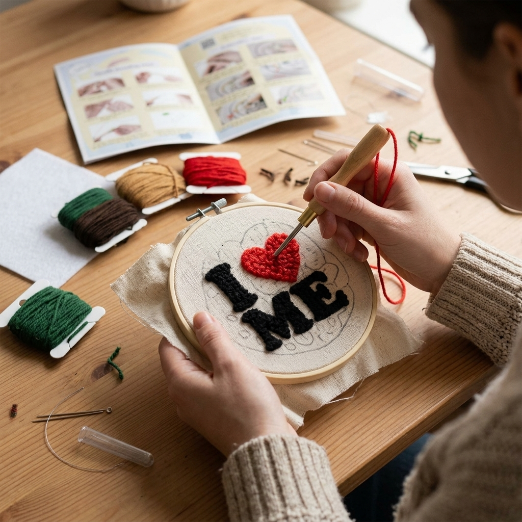 DIY Punch-Needle-Pinguin-Set | Punch-Needle-Stickset für Anfänger | Süßes Baby-Pinguin-Design | Alles-inklusive-Paket