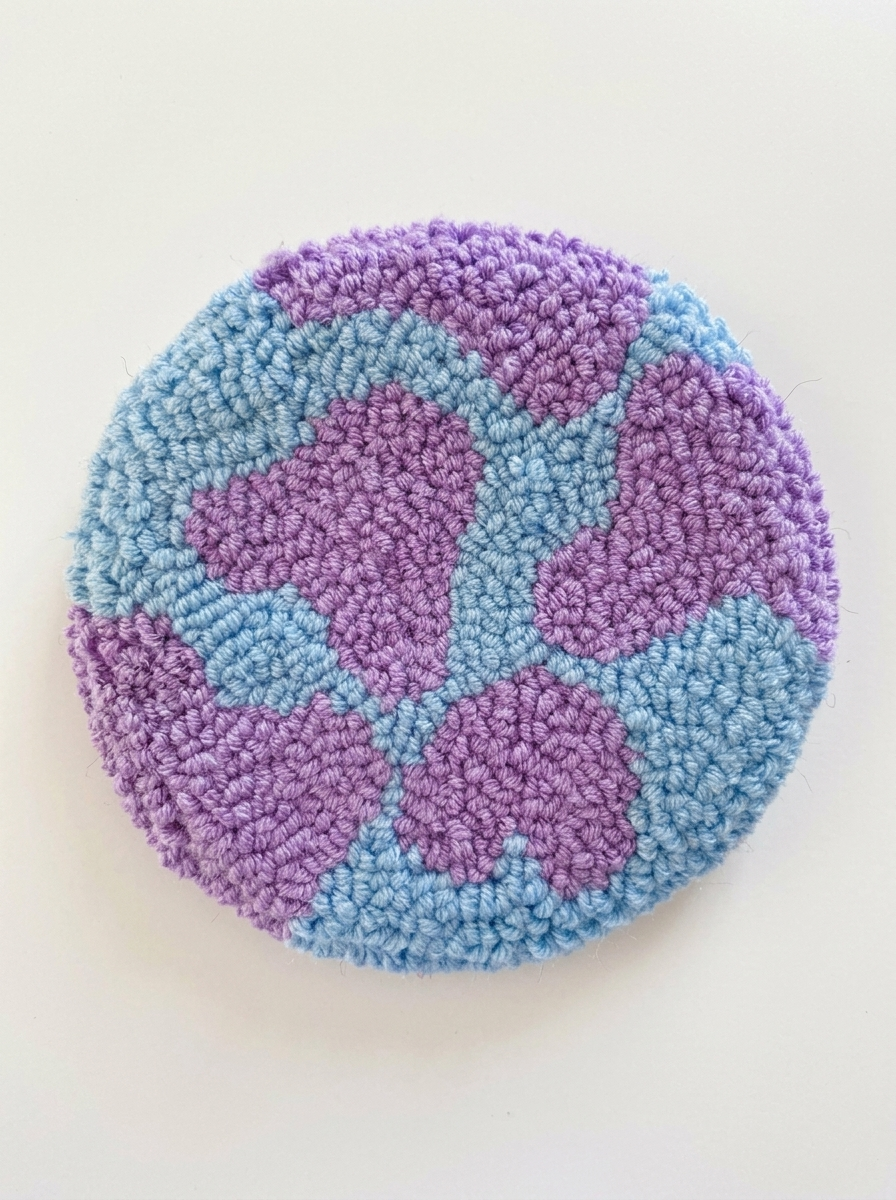Punch Needle Coasters, 3 Styles Textured Tufted Yarn Drink Mats, Cute Handmade Style Round Cup Coasters for Coffee Mugs, Tea Cups, Kitchen Table Decor, Office Accessories and Gifts for Craft Lovers