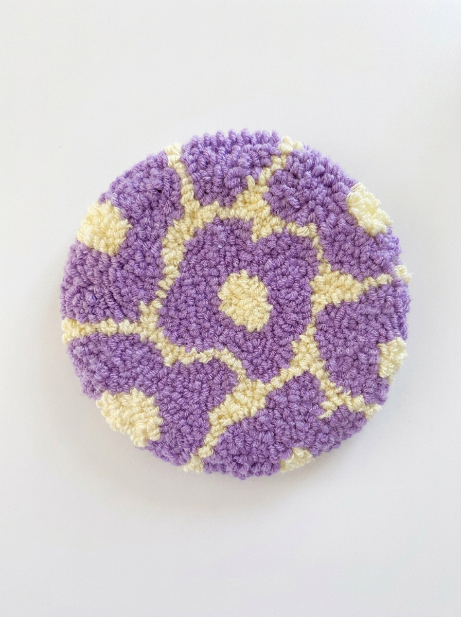 Punch Needle Coasters, 3 Styles Textured Tufted Yarn Drink Mats, Cute Handmade Style Round Cup Coasters for Coffee Mugs, Tea Cups, Kitchen Table Decor, Office Accessories and Gifts for Craft Lovers