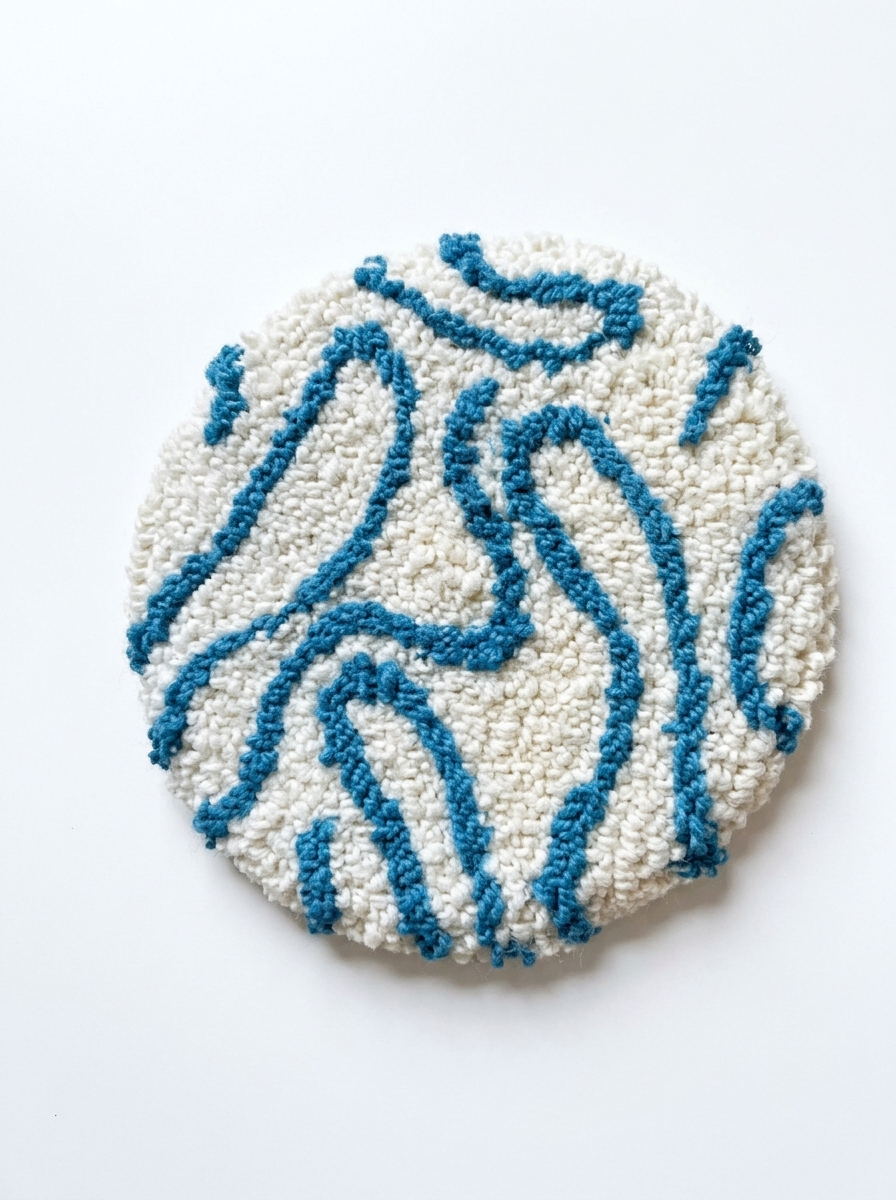 Punch Needle Coasters, 3 Styles Textured Tufted Yarn Drink Mats, Cute Handmade Style Round Cup Coasters for Coffee Mugs, Tea Cups, Kitchen Table Decor, Office Accessories and Gifts for Craft Lovers