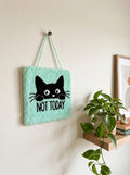 Niedlicher schwarzer Katzen-Punch-Needle-Wandbehang, handgefertigter Stick-Wandteppich mit Kawaii-Katzen-Design, weiche Garn-Faser-Kunst-Deko für Schlafzimmer, Wohnzimmer, Büro und Geschenk für Katzenliebhaber