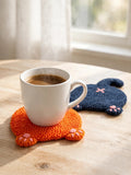 Punch Needle Cat Butt Coasters, Cute Cat Paw Shaped Yarn Mug Rugs, Handmade Style Tufted Drink Coasters for Coffee Cups and Tea Mugs, Kawaii Cat Lover Gifts, Fun Home and Desk Decor